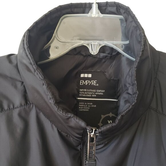 Empyre Mens Black Puffer Vest Full Zip Pockets XL Fall Winter Skater Y2K Zumiez - Picture 3 of 9